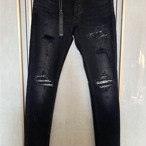 AMIRI Distressed Black Skinny Jeans